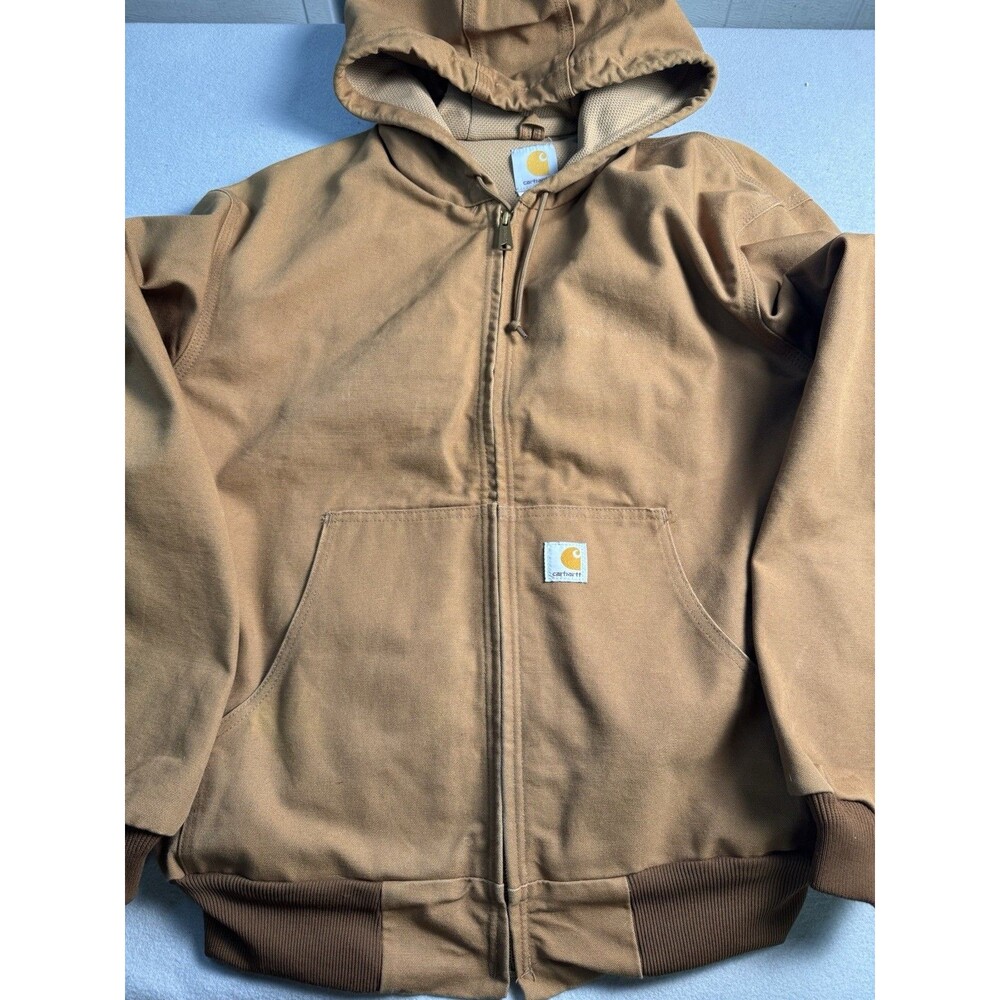 MADE IN USA Carhartt J131 Thermal-Lined Duck Active Jacket Brown — Men’s Large